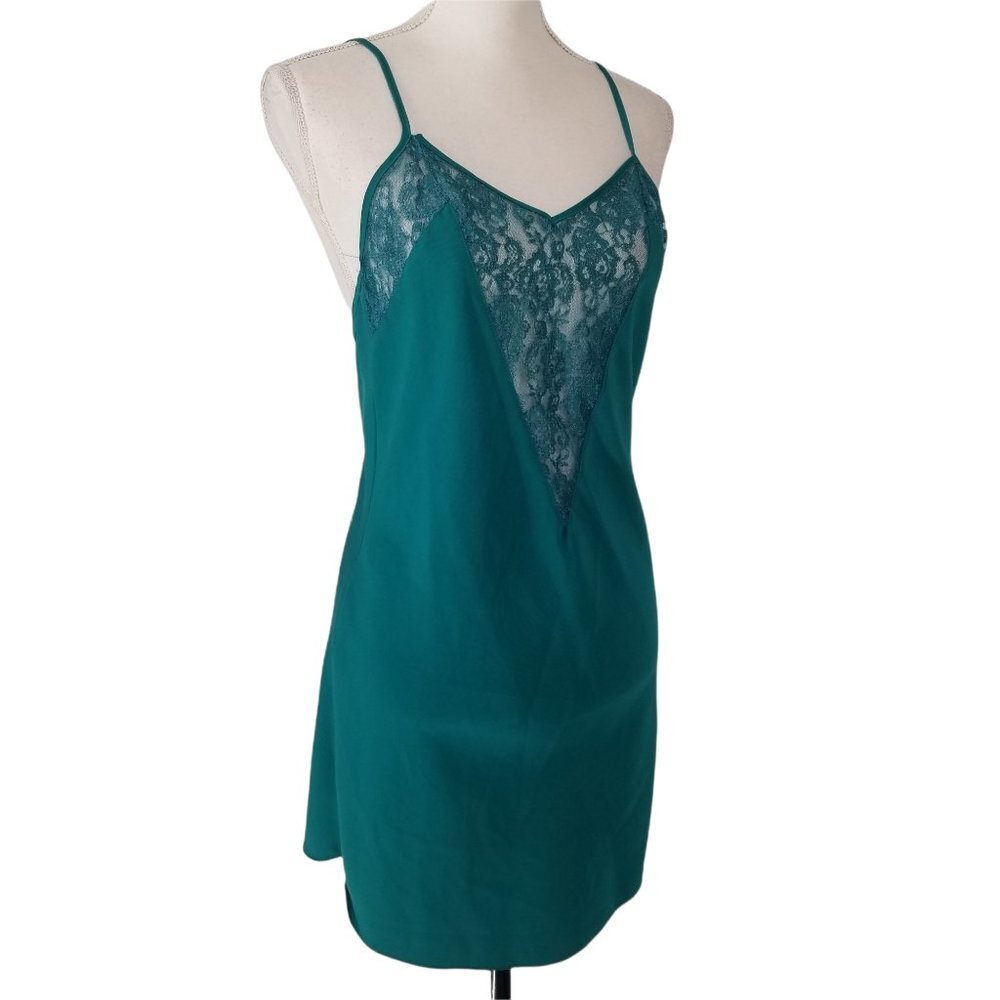 Victoria's Secret Teal Lace-Trim Slip Chemise